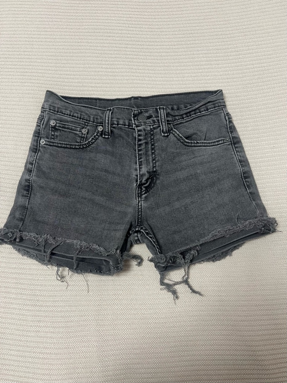 Levi's Black Frayed Hem Jean Shorts